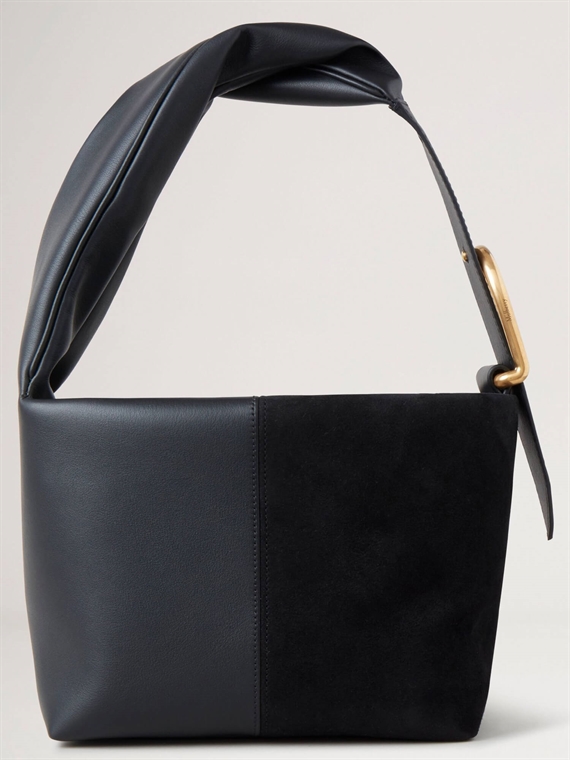 Mulberry Small Retwist Hobo Black Matte Smooth & Goat Suede